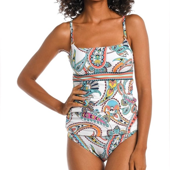 NEW La Blanca Swim Bottom Pave the Way Paisley Print Sz 10 Tummy Control - Picture 6 of 7